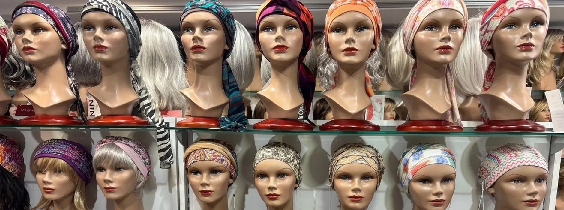 Turbants oncològics exposats a Hairstore Barcelona
